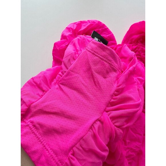 ADIDAS x IVY PARK Hot Pink Sheer Ruched Mesh Long Sleeve Romper, Size M - Picture 7 of 16